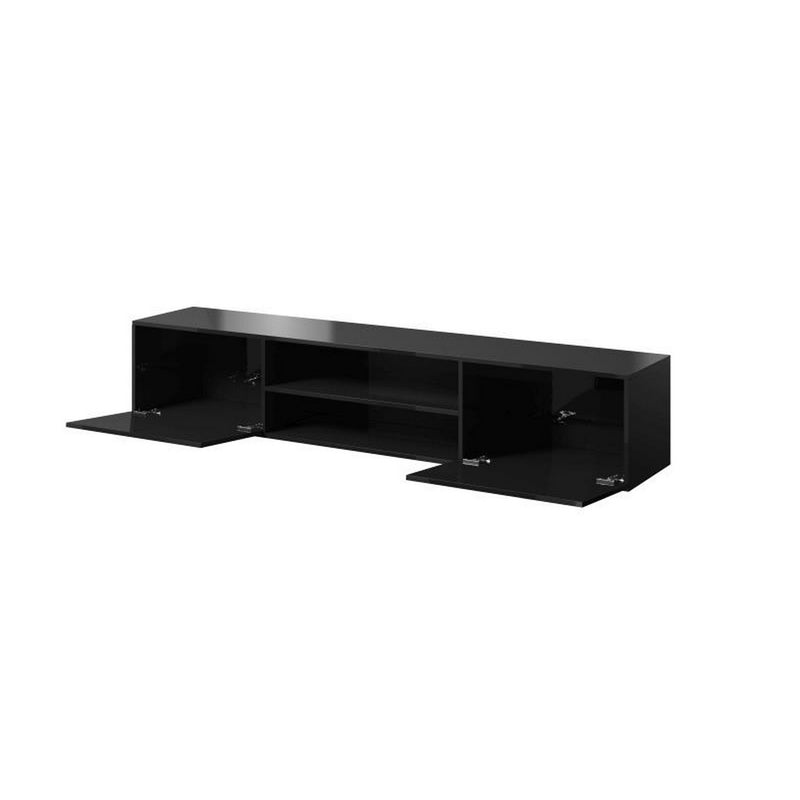 Comoda TV SLIDE, negru, cu 2 usi, 200x40x37 cm