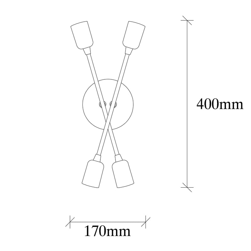 Aplica FLEUR 3401, negru, metal, 17x8x40 cm