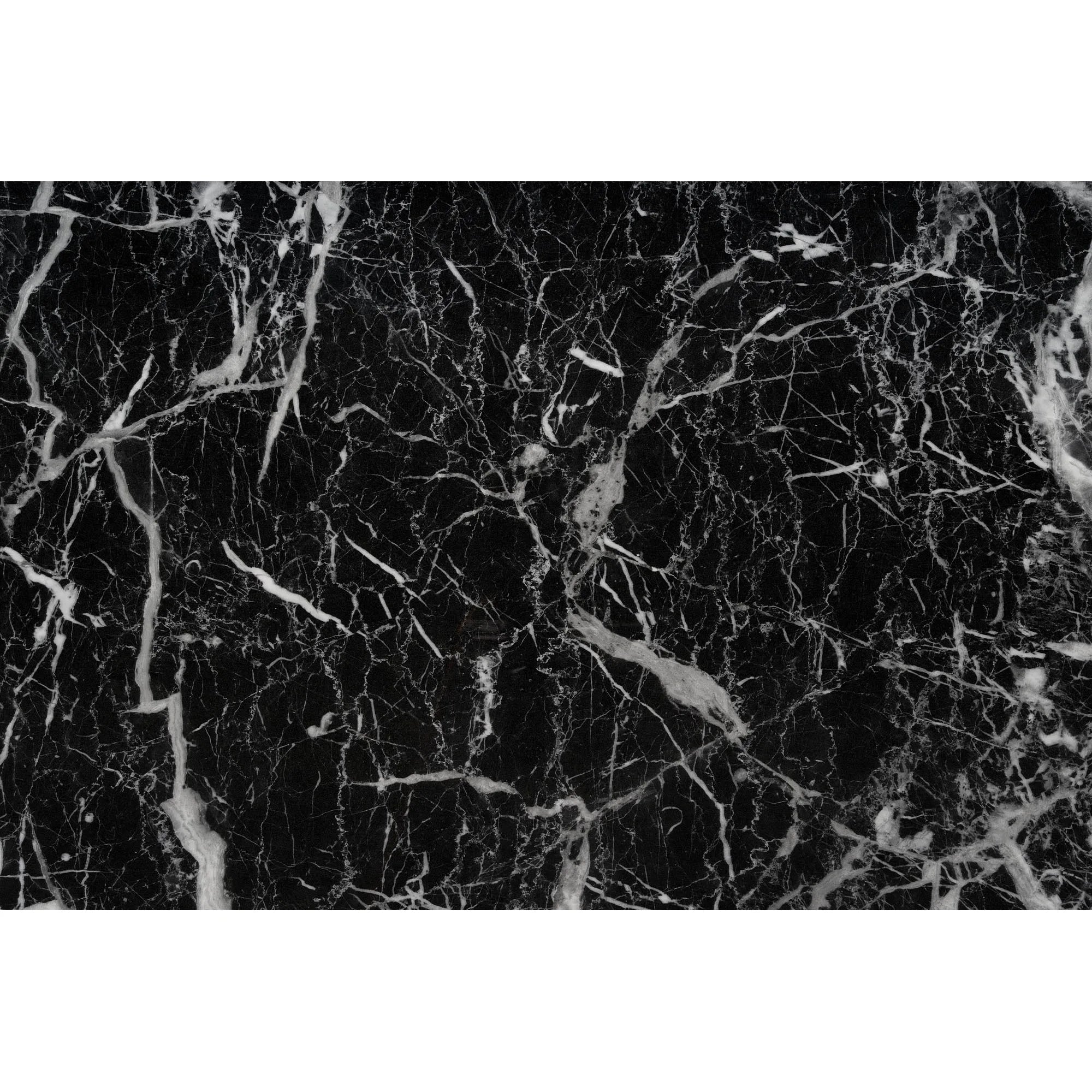 Masa Konami, negru cu efect de marmura/auriu, sticla securizata/otel, 160x90x75 cm