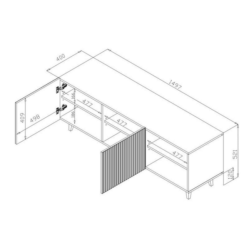 Comoda TV PAFOS, negru, PAL laminat, 150x40x52 cm