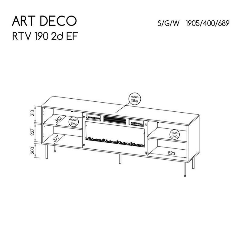 Comoda TV ARTDECO, nuc, PAL laminat, 191x40x69 cm