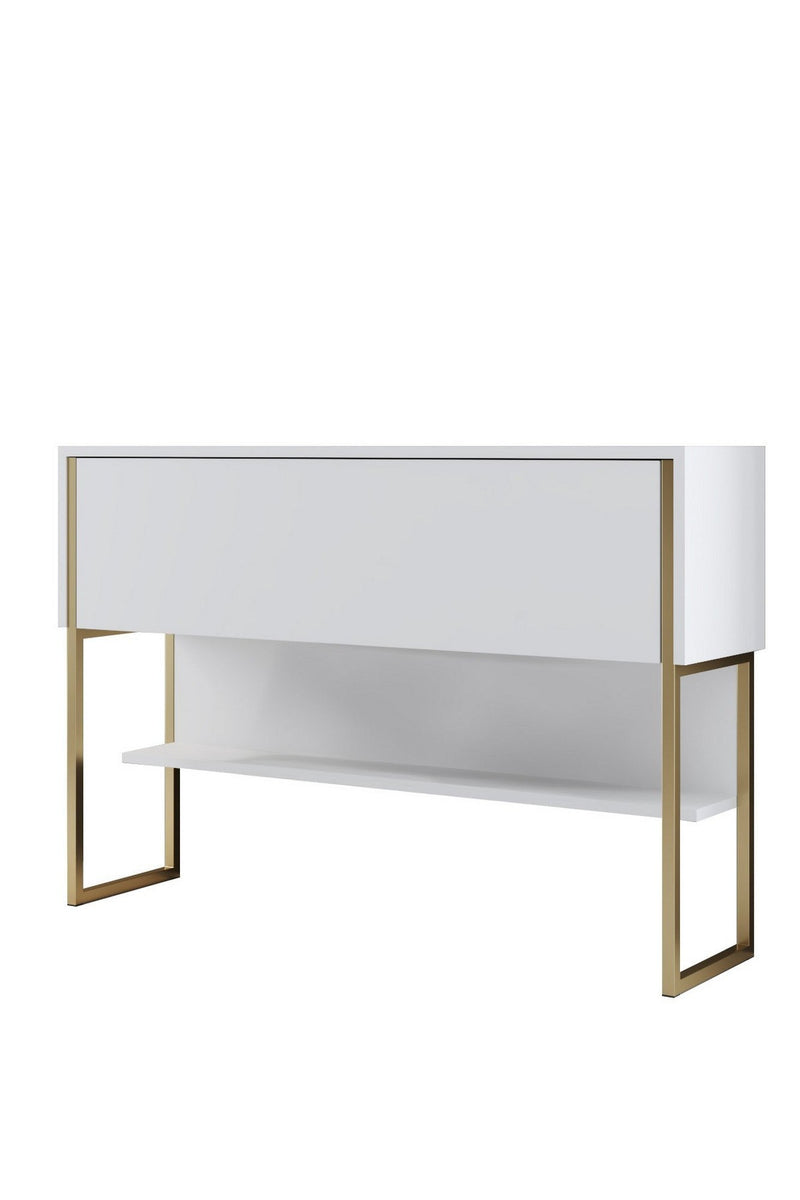 Consola LUXE, alb/auriu, PAL melaminat/metal, 120x30x80 cm