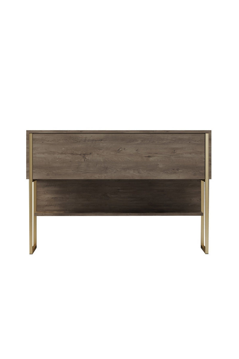 Consola LUXE, stejar canyon/auriu, PAL melaminat/metal, 120x30x80 cm