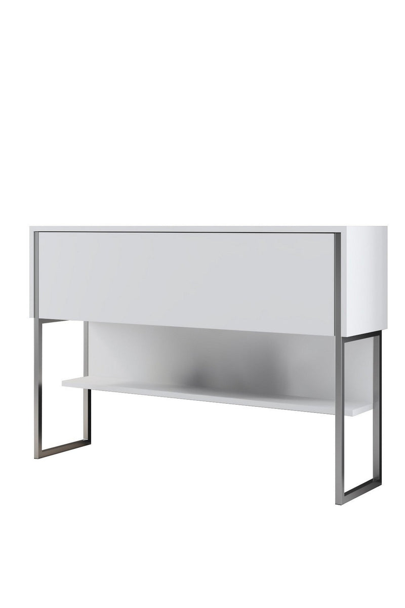 Consola LUXE, alb/crom, PAL melaminat/metal, 120x30x80 cm