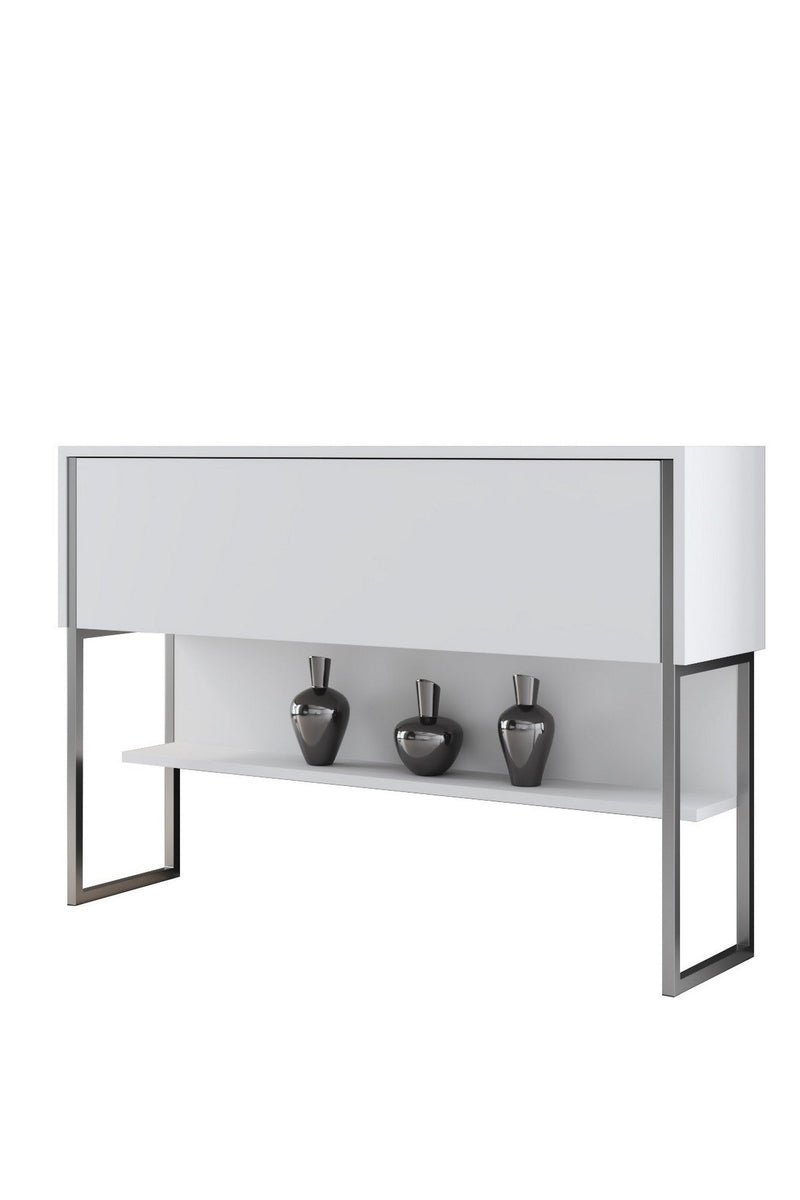 Consola LUXE, alb/crom, PAL melaminat/metal, 120x30x80 cm