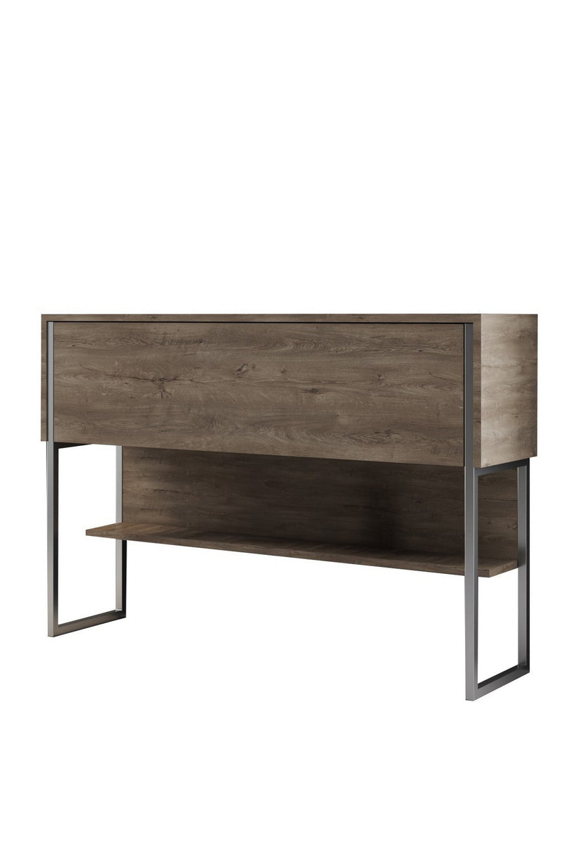 Consola LUXE, stejar canyon/crom, PAL melaminat/metal, 120x30x80 cm