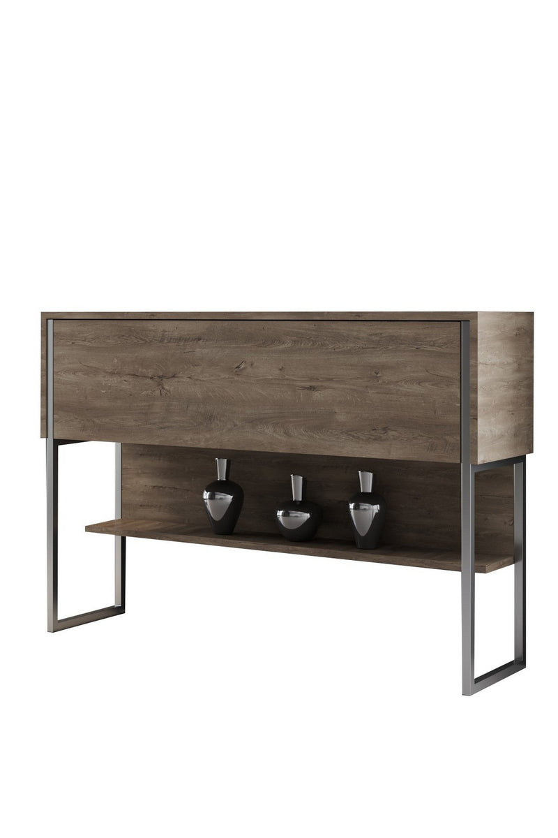 Consola LUXE, stejar canyon/crom, PAL melaminat/metal, 120x30x80 cm