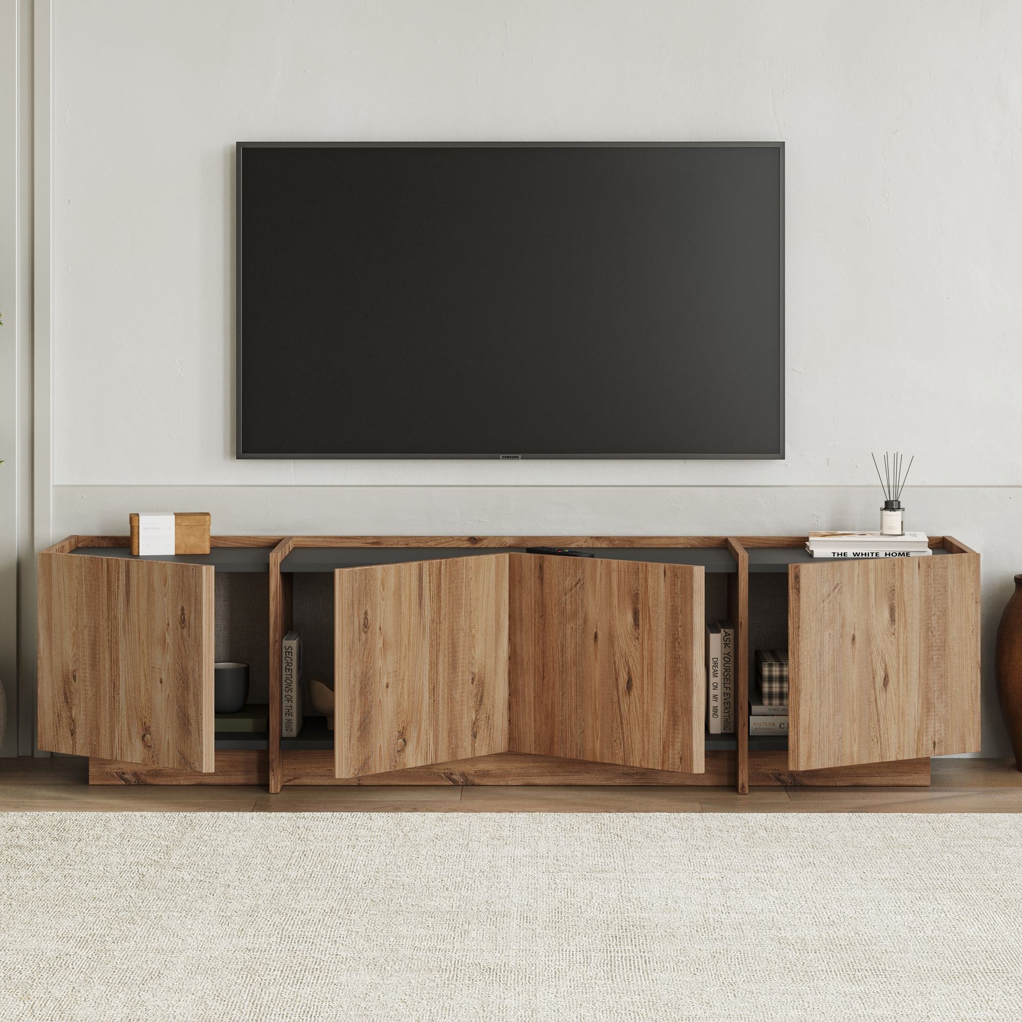 Comodă TV, Lowen - Atlantic Pine, Anthracite, Pin Atlantic / Antracit