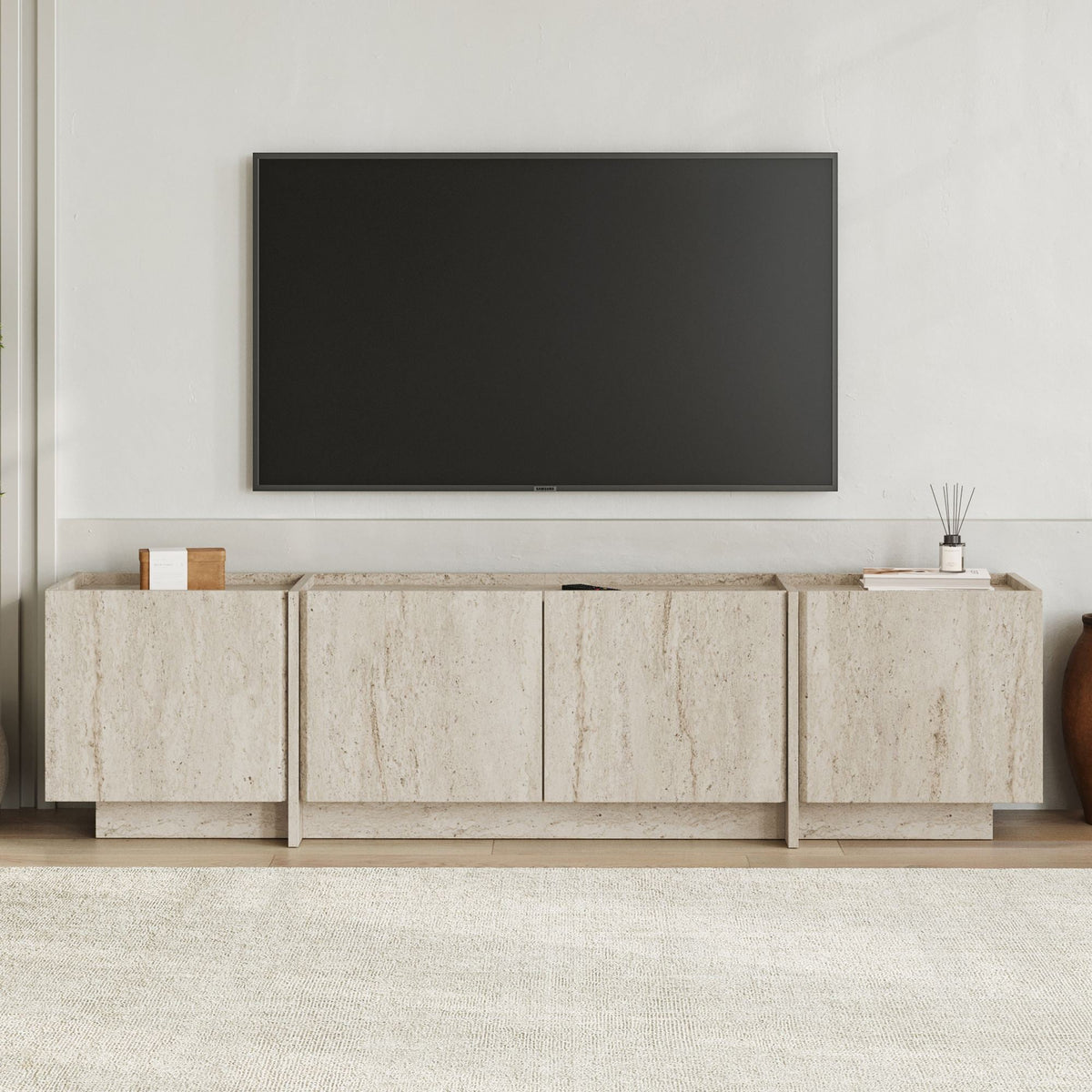 Comodă TV, Lowen - Travertine, Travertin