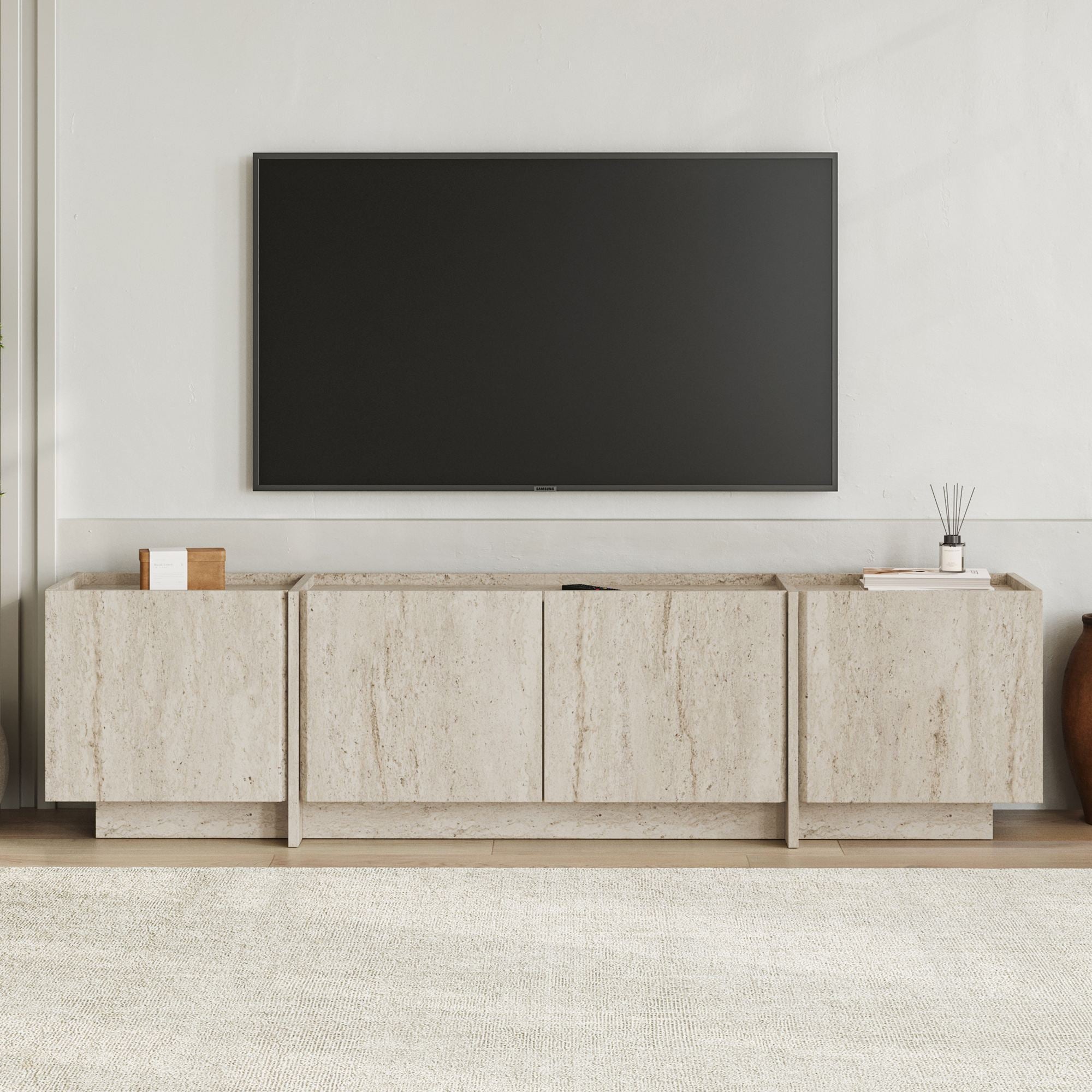Comodă TV, Lowen - Travertine, Travertin