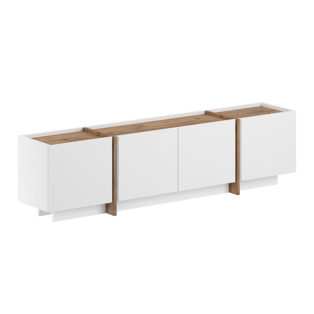 Comodă TV, Lowen - White, Atlantic Pine, Alb / Pin Atlantic