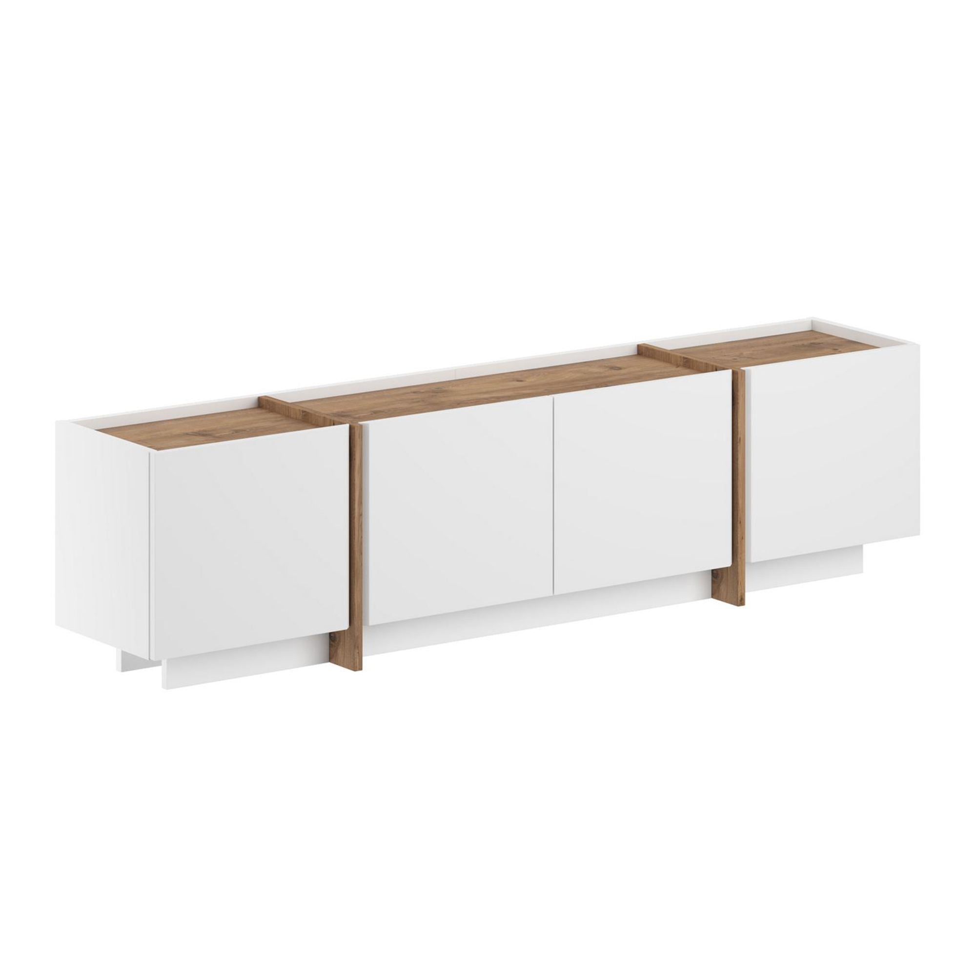 Comodă TV, Lowen - White, Atlantic Pine, Alb / Pin Atlantic