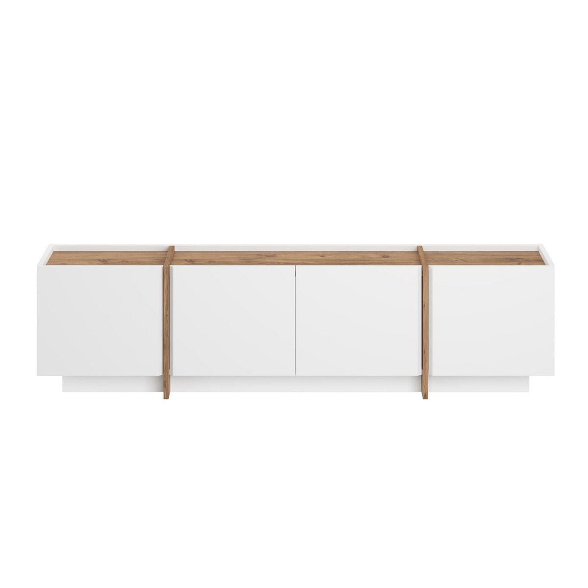 Comodă TV, Lowen - White, Atlantic Pine, Alb / Pin Atlantic