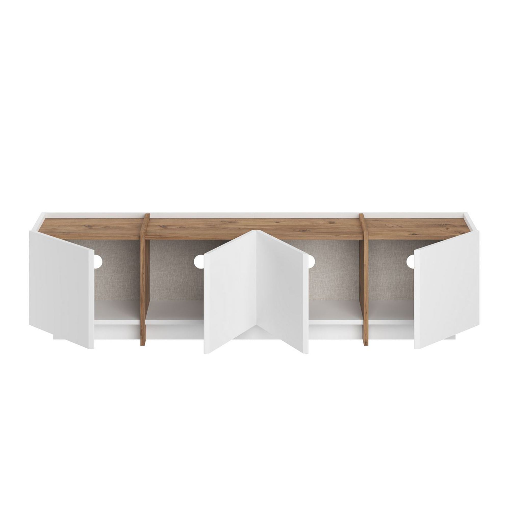 Comodă TV, Lowen - White, Atlantic Pine, Alb / Pin Atlantic
