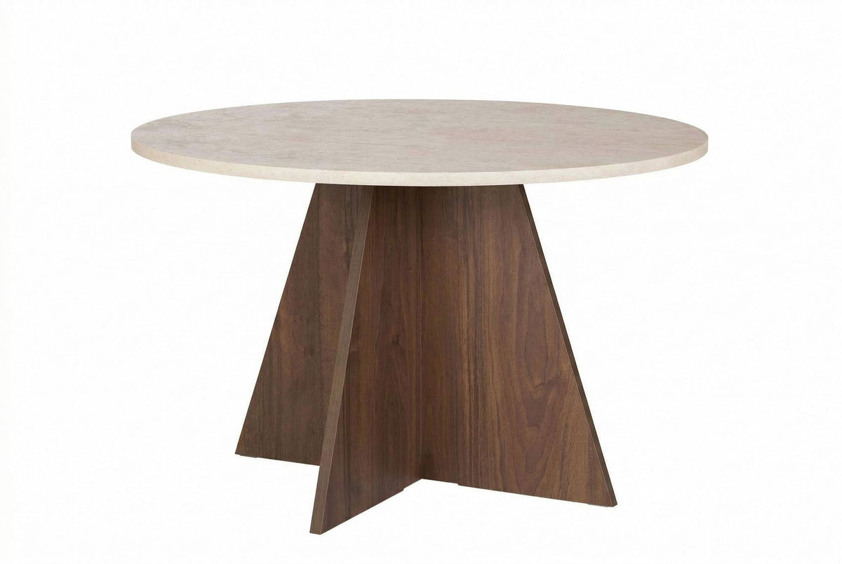 Masă dining, Virella - Travertine, Venezia Walnut, Travertin / Nuc Veneția