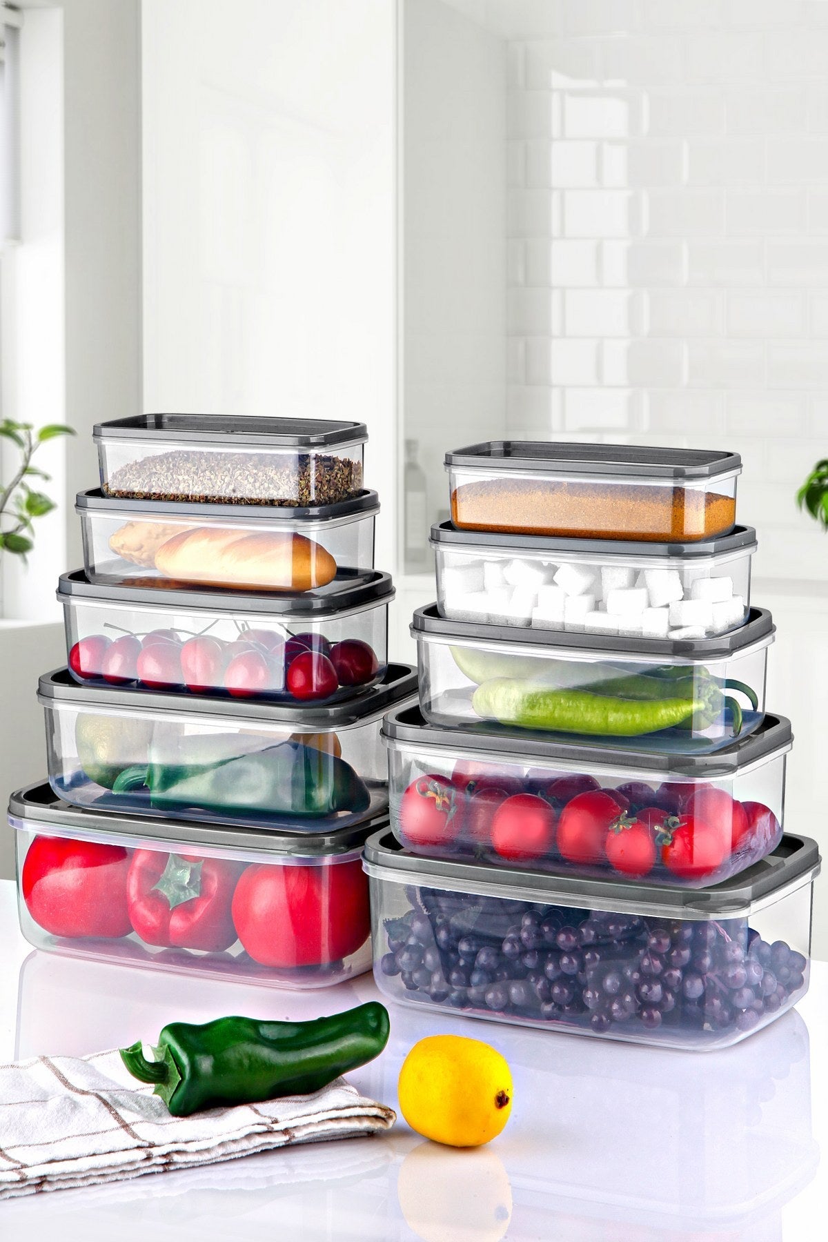 Set cutii depozitare (10 piese), EMBSEF10-3581321, Transparent
