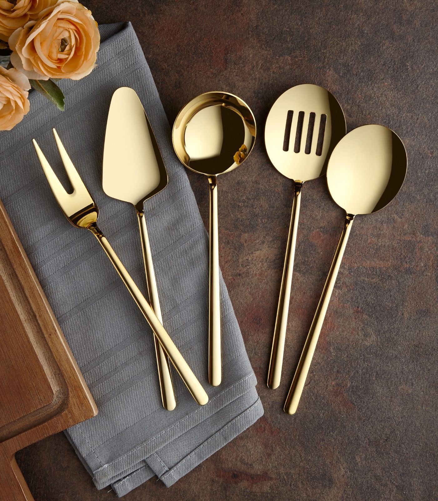 Set de servire (5 piese), Allegra - Gold, Auriu