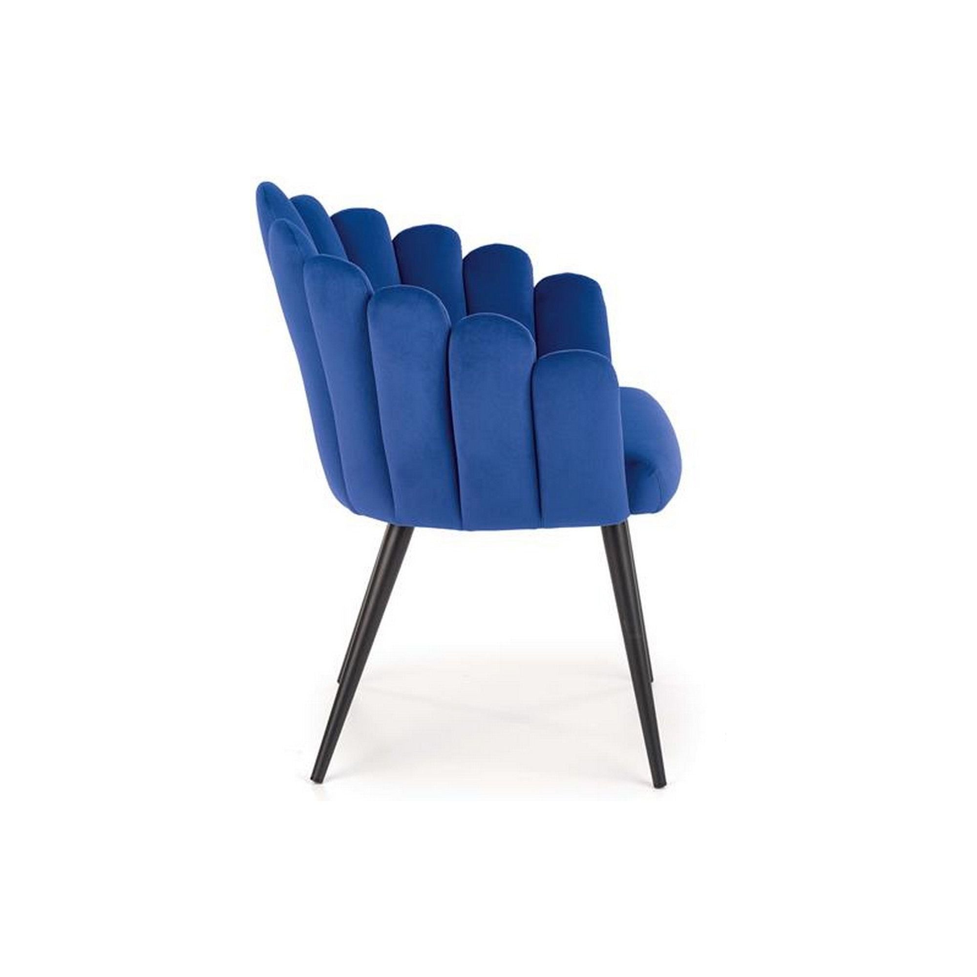 Scaun K410, albastru/negru, stofa catifelata/otel, 65x62x85 cm