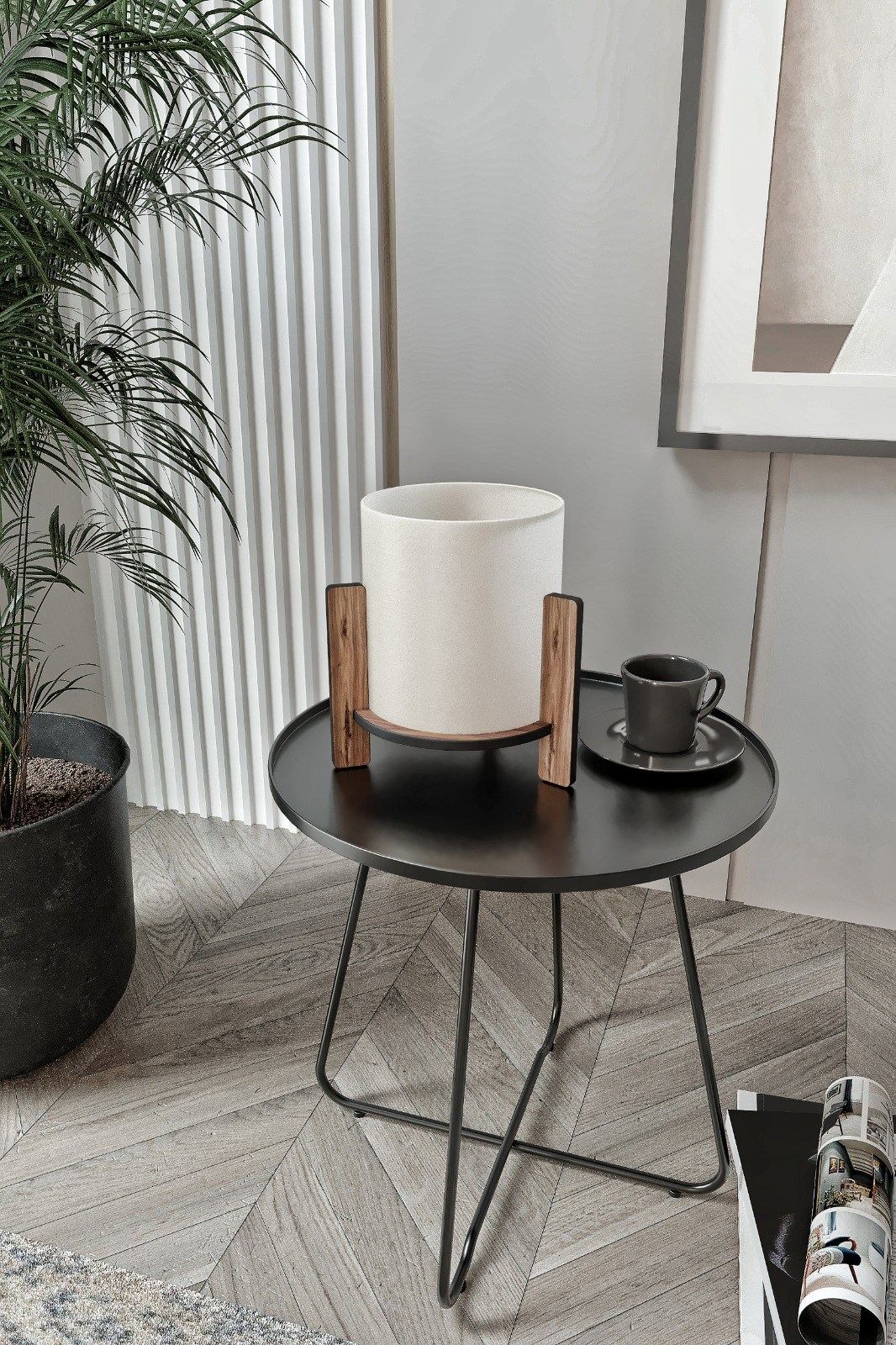 Veioză, Pine Table Lamp - Walnut, Nuc