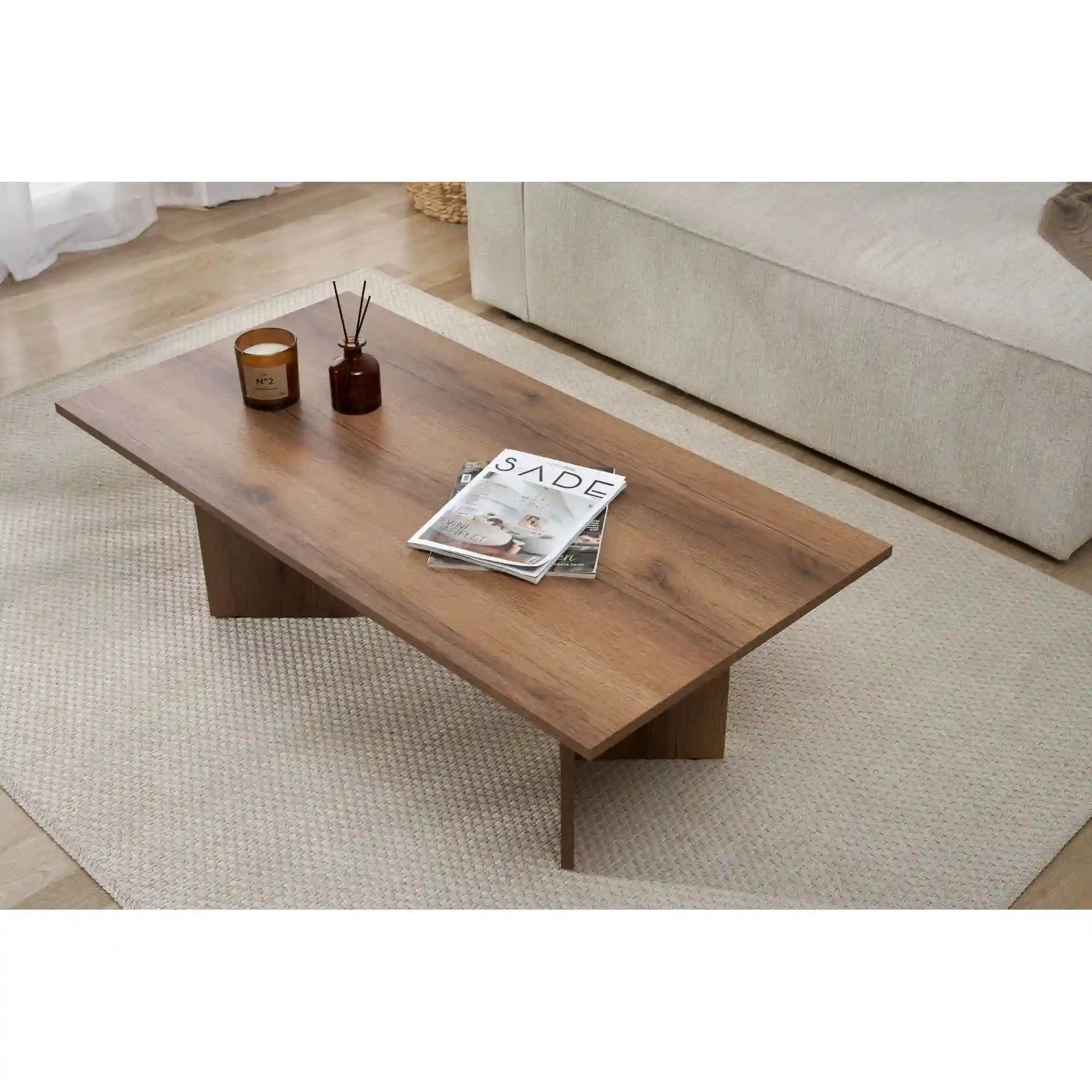 Masuta cafea SABIN, nuc inchis, PAL melaminat, 119x60x40 cm