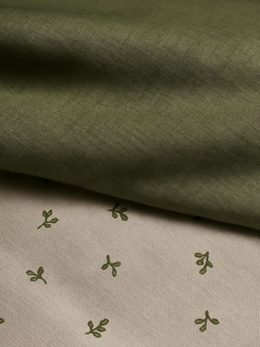 Set lenjerie pat single ranforce, Olive, Verde