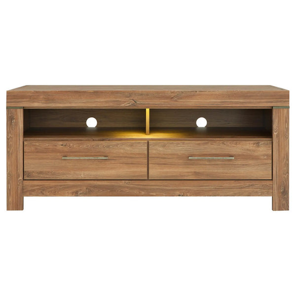 Comoda TV GENT, stejar, PAL, cu iluminare LED, 139x54x60 cm