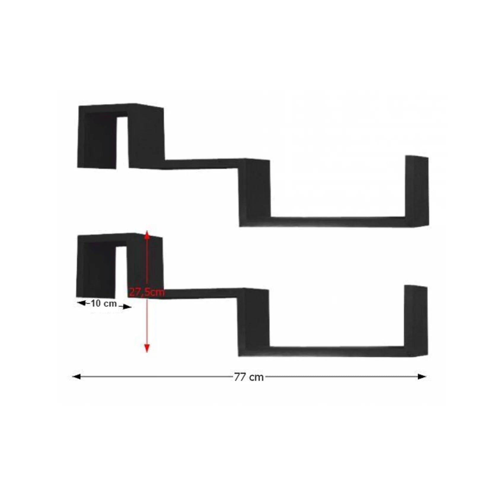 Set 2 polite FRI NEW, negru, 77x10x28 cm