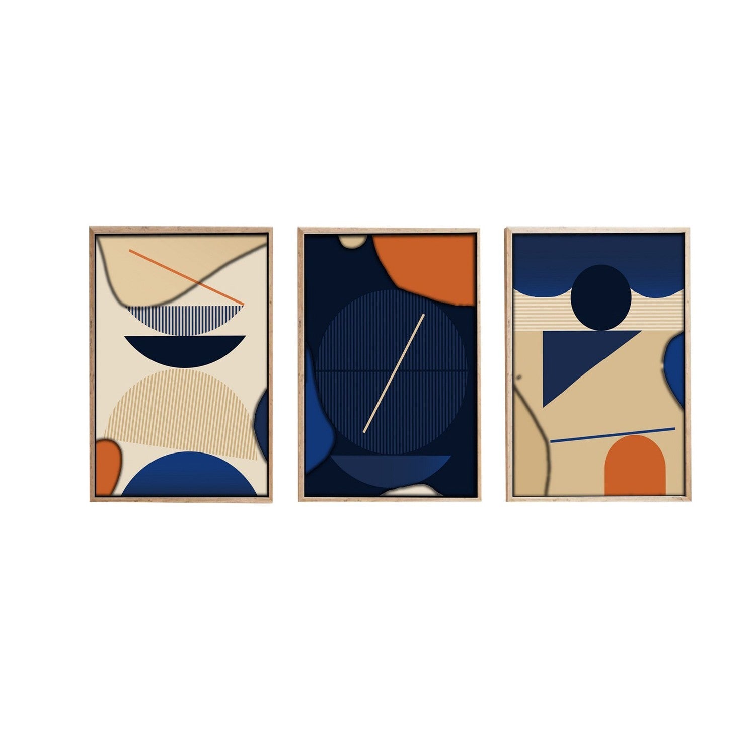 Tablou decorativ MDF cu ramă (3 piese), Huhu101 - 70 x 50, Multicolor