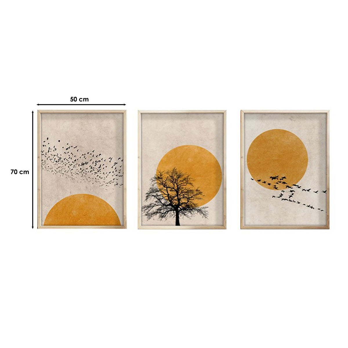 Tablou decorativ MDF cu ramă (3 piese), Huhu147 - 50 x 70, Multicolor