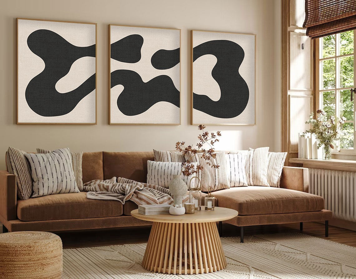 Tablou decorativ MDF cu ramă (3 piese), Huhu199 - 50 x 70, Multicolor