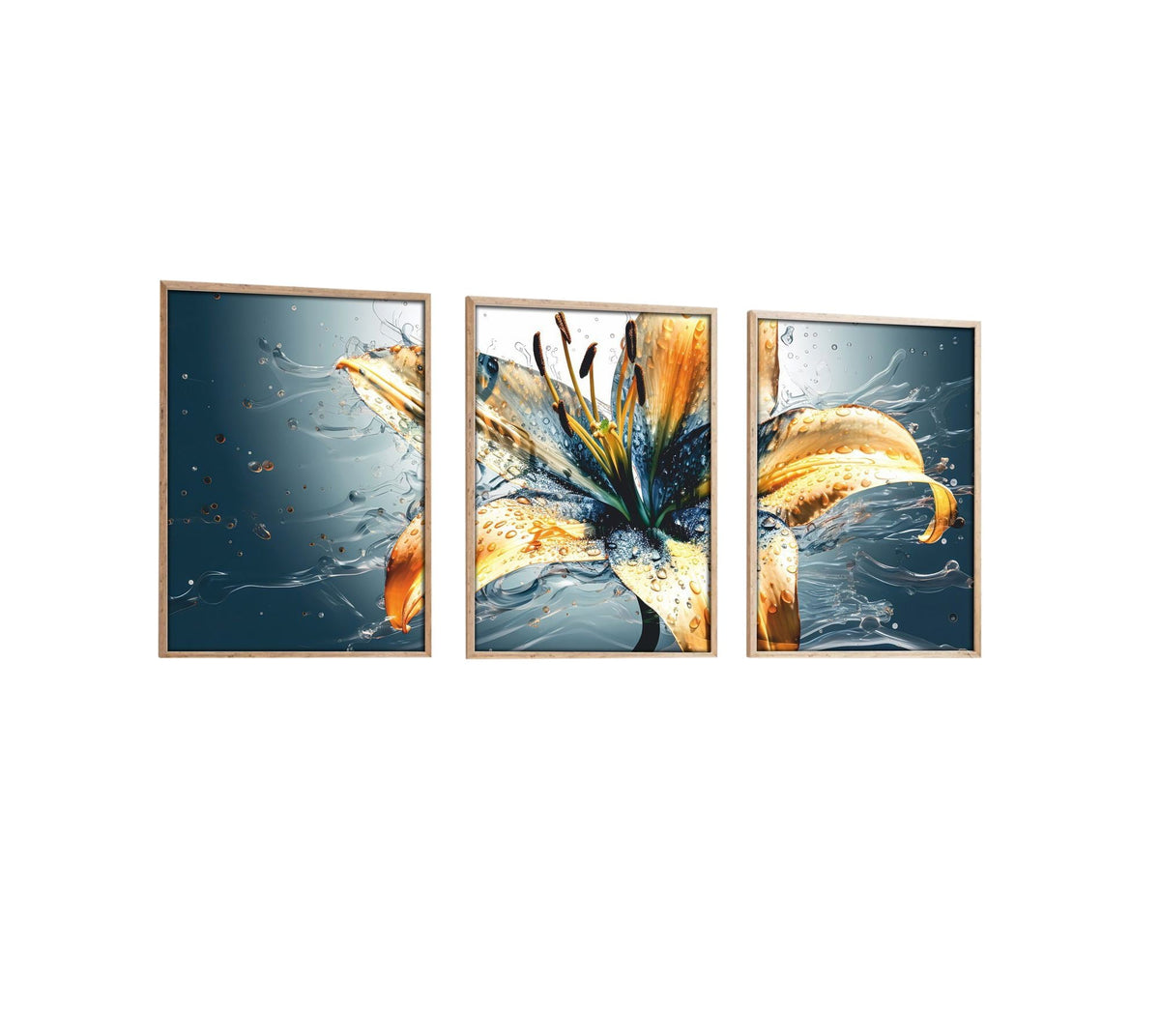 Tablou decorativ MDF cu ramă (3 piese), Huhu219 - 50 x 70, Multicolor