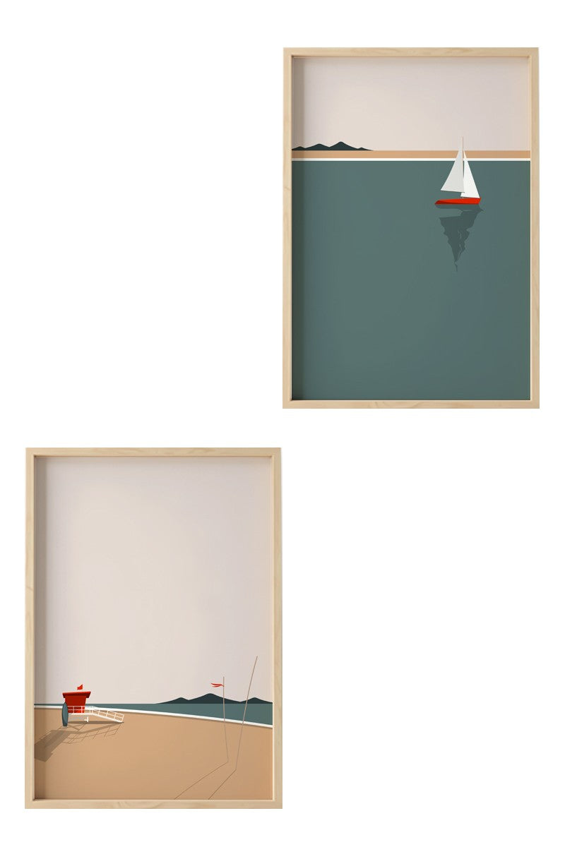 Tablou decorativ MDF cu ramă (2 piese), Huhu486 - 50 x 70, Multicolor