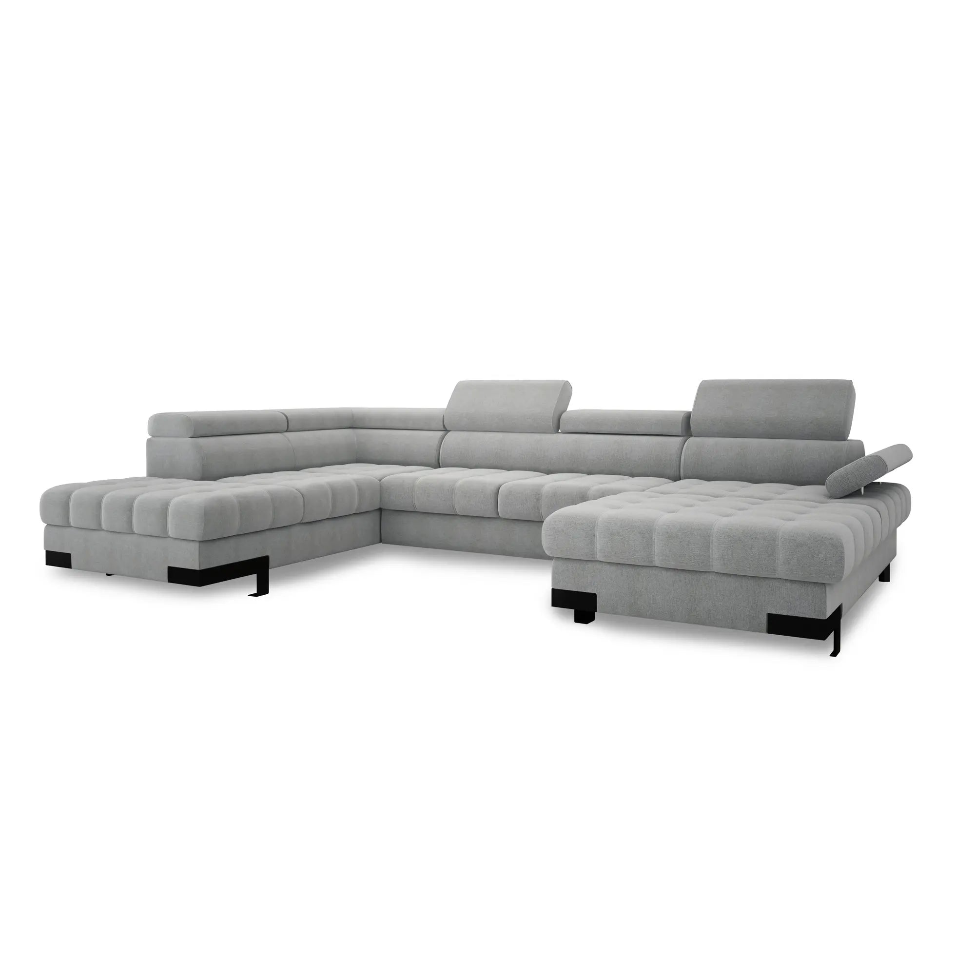Coltar extensibil SELVA XL, personalizabil materiale gama Oferta Avantaj, cu lada depozitare si tetiere reglabile, 339x223x95 cm