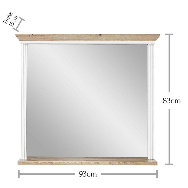 Oglinda JASMIN, alb/stejar artisan, PAL, 93x15x83 cm