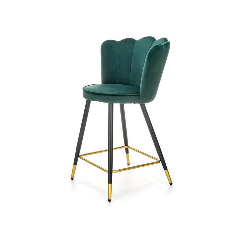 Scaun bar H106, verde/negru, stofa catifelata/otel, 58x58x96 cm