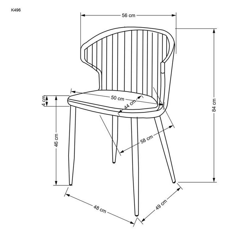 Scaun K496, bej inchis/negru, stofa clasica/metal, 56x58x84 cm