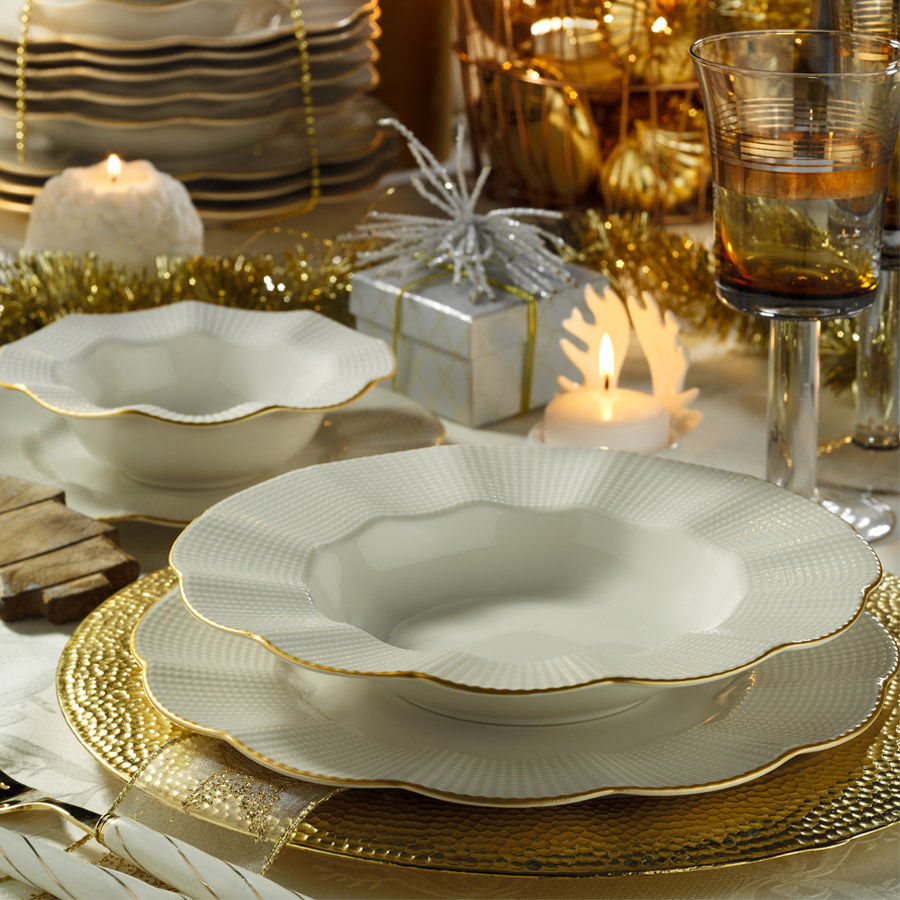 Set veselă (24 piese), MLN24Y2694R520, Crem / Auriu