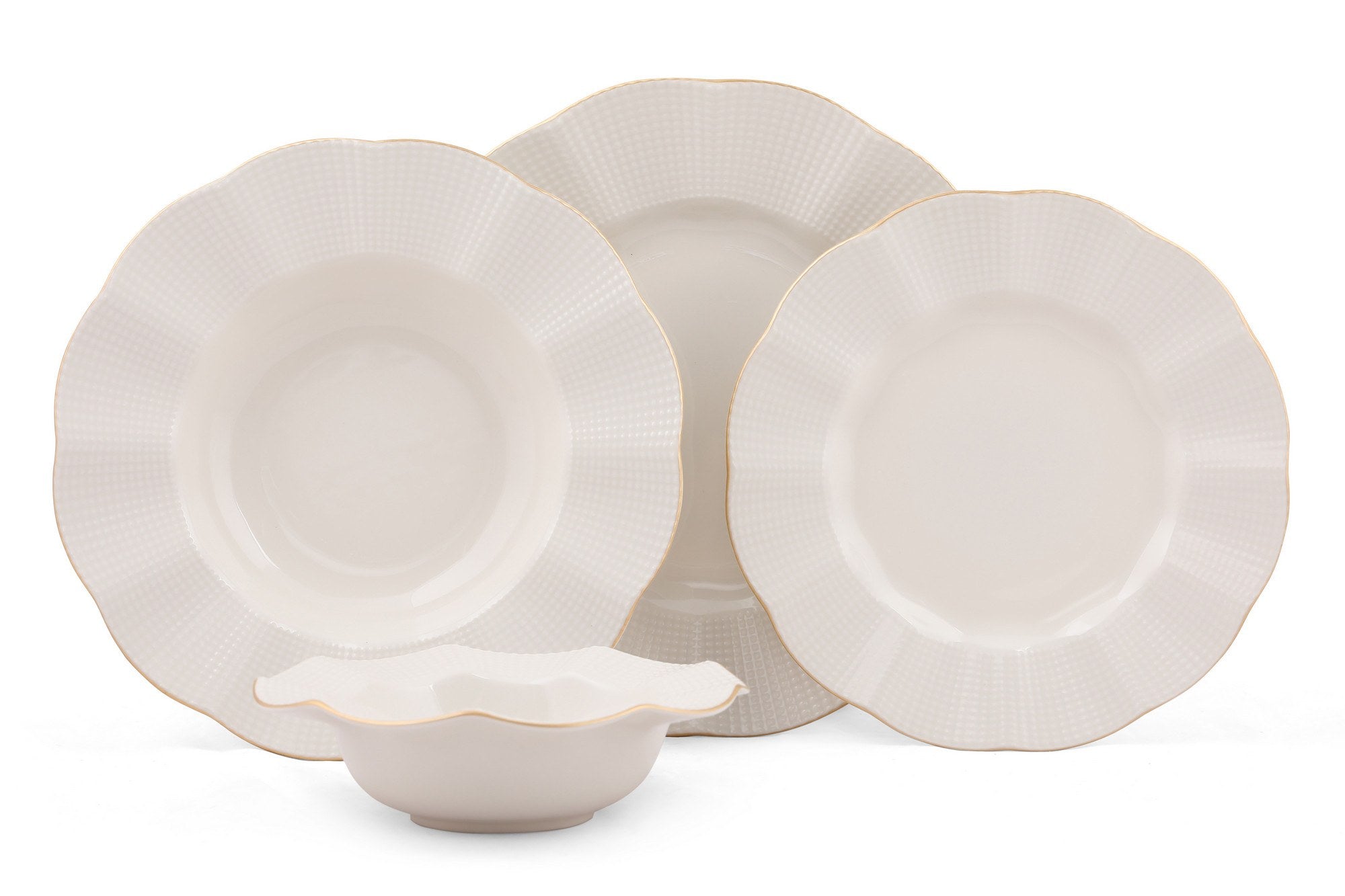 Set veselă (24 piese), MLN24Y2694R520, Crem / Auriu