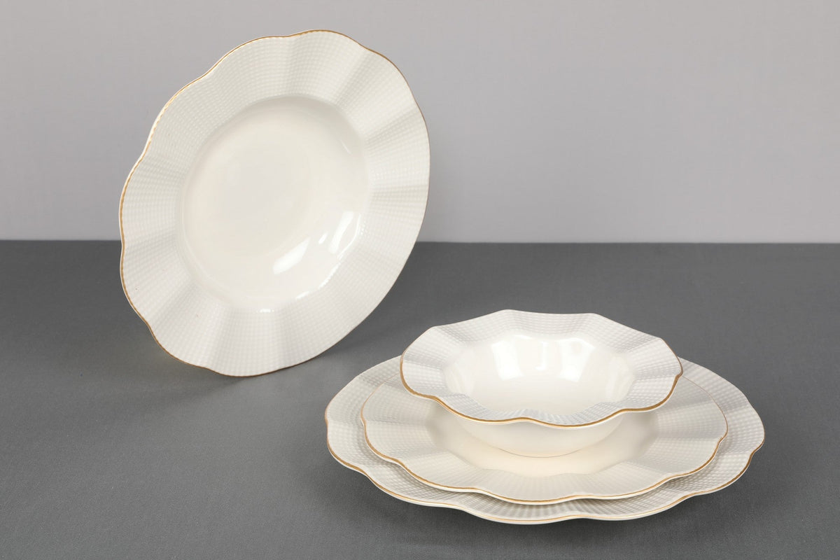 Set veselă (24 piese), MLN24Y2694R520, Crem / Auriu