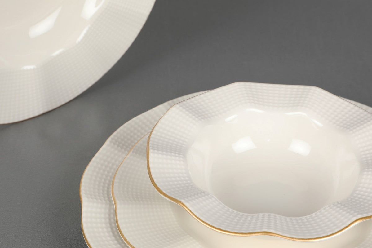 Set veselă (24 piese), MLN24Y2694R520, Crem / Auriu