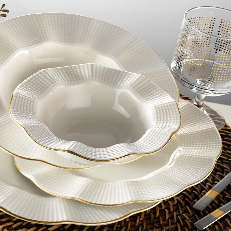 Set veselă (24 piese), MLN24Y2694R520, Crem / Auriu