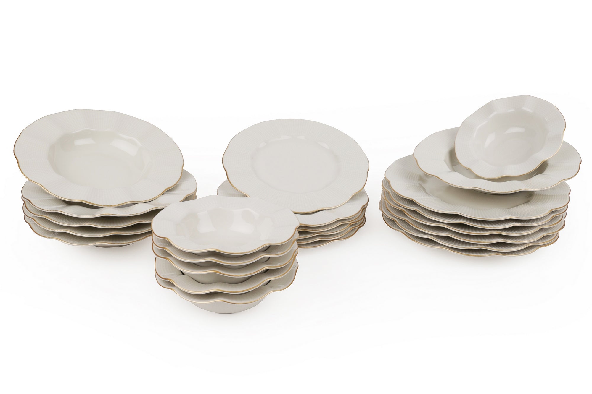 Set veselă (24 piese), MLN24Y2694R520, Crem / Auriu