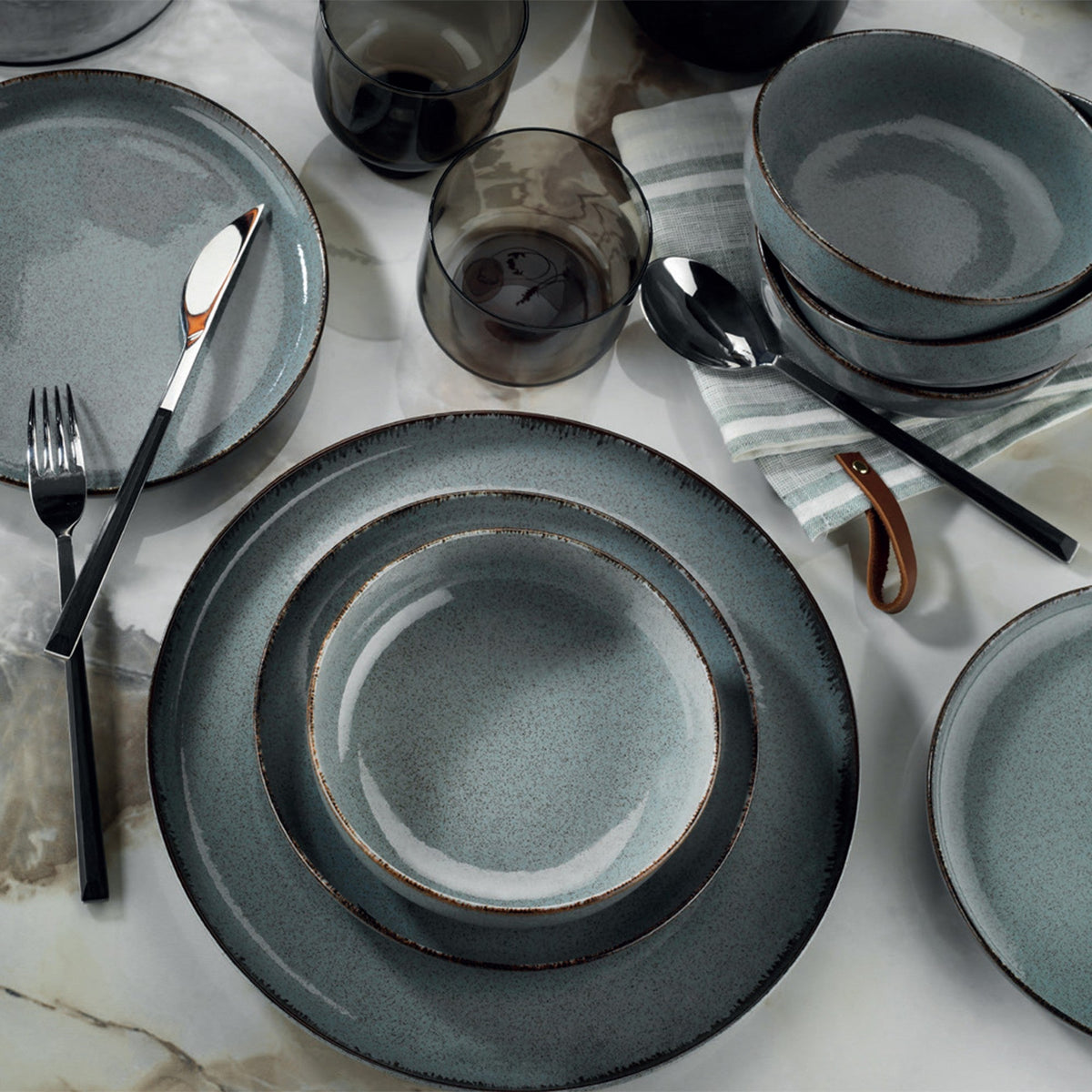 Set veselă (24 piese), MOD24Y2730P01 - Blue, Albastru