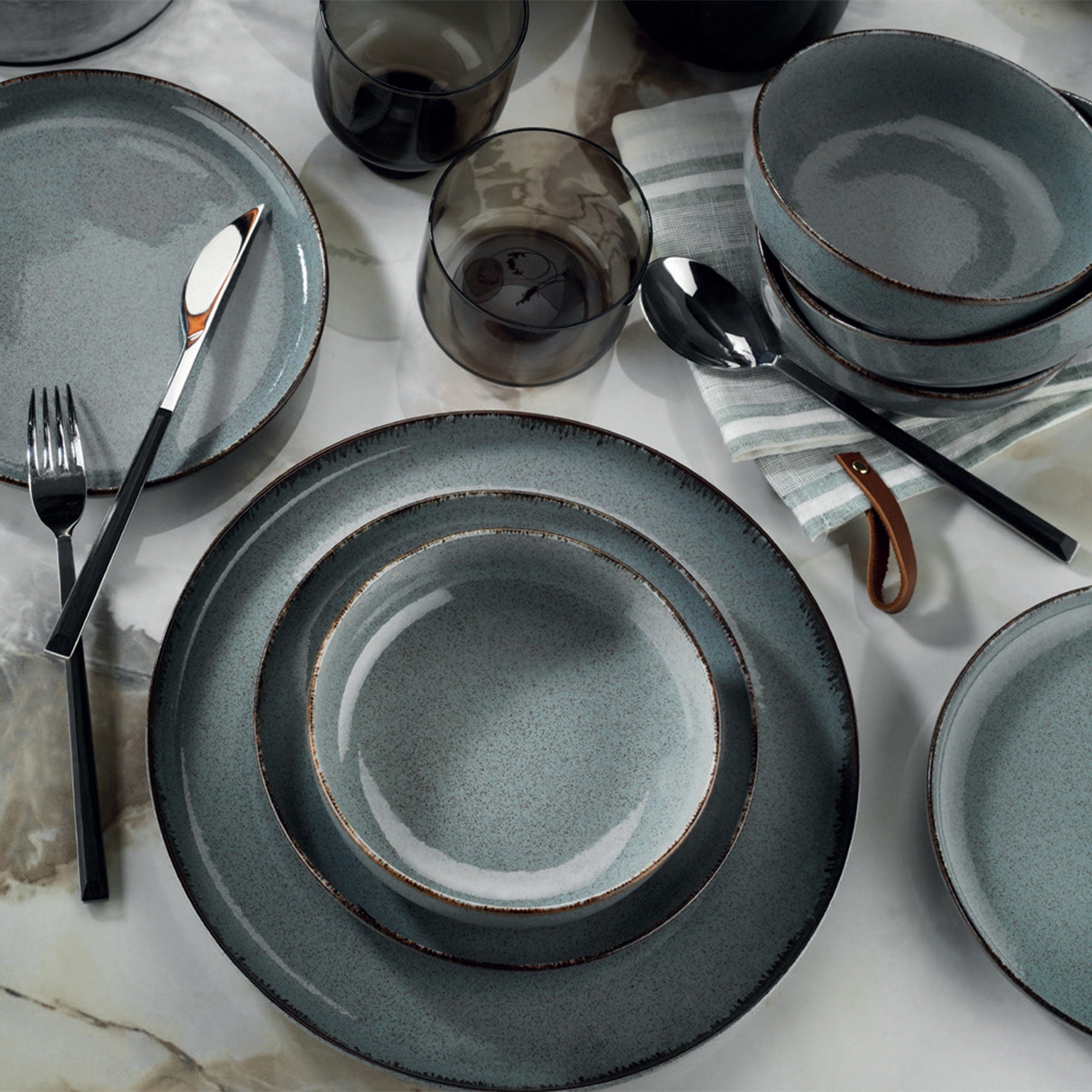 Set veselă (18 piese), MOD18Y2730P01 - Blue, Albastru