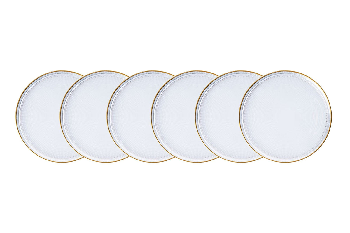Set farfurii desert (6 piese), Loren6p, Transparent / Auriu