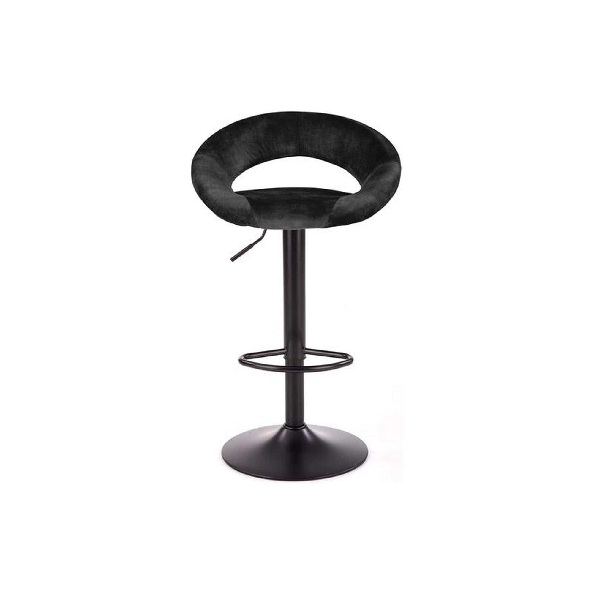 Scaun bar H102, negru, stofa catifelata/otel, 53x48x78/100 cm