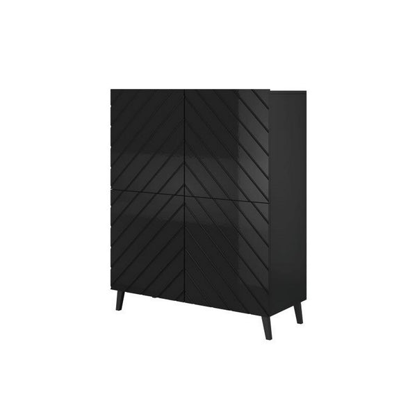 Comoda ABETO, negru, PAL, cu 2 usi, 100.5x40x121.5 cm