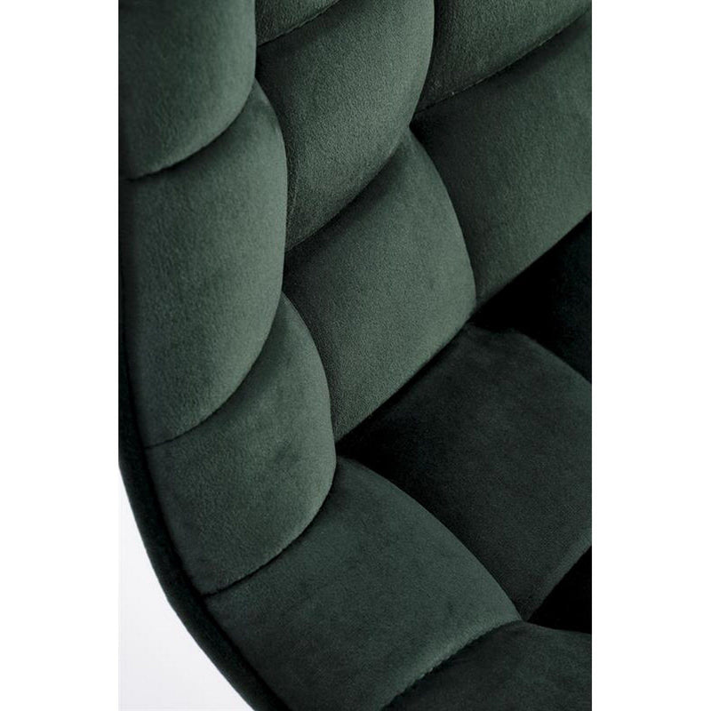 Scaun de bar H120, verde/auriu, stofa catifelata, 43x44x84 cm
