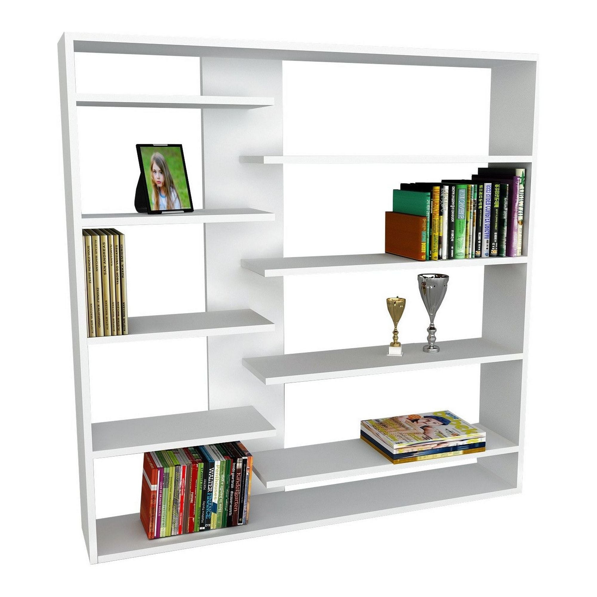 Biblioteca HSI, alb, PAL melaminat, 125x22x126 cm