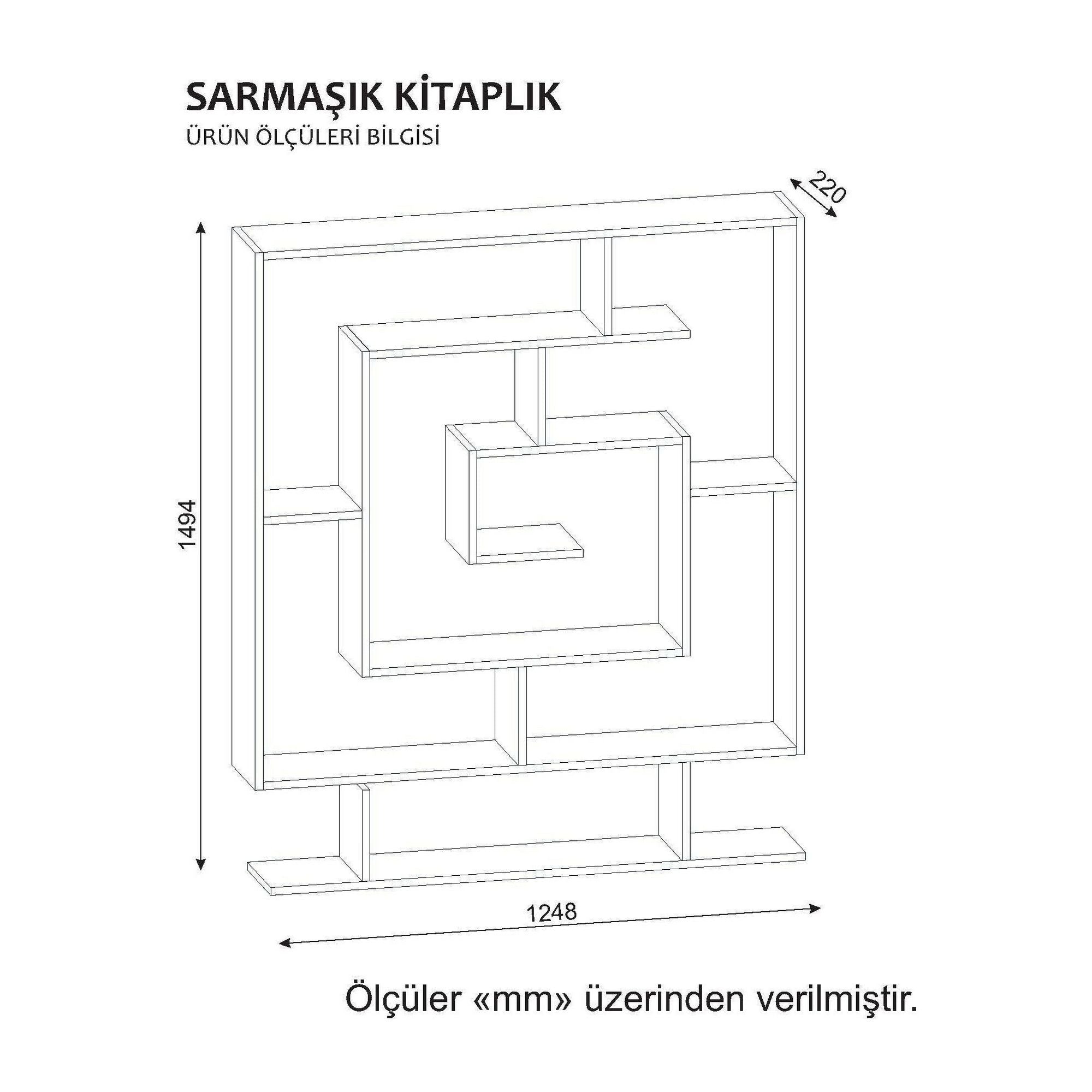 Etajera SARMASIK, wenge, PAL melaminat, 125x22x149 cm